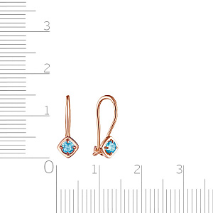 Серьги с французским замком из красного золота с фианитом