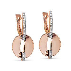 Серьги с английским замком из красного золота с бриллиантами