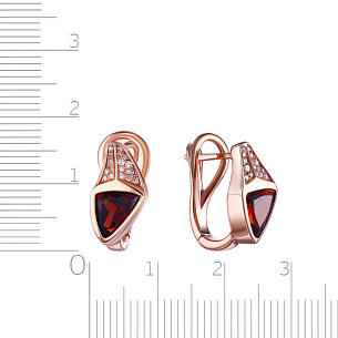 Серьги с английским замком из красного золота с гранатом