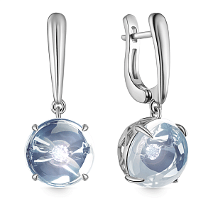 Серьги с английским замком из белого золота с бриллиантами