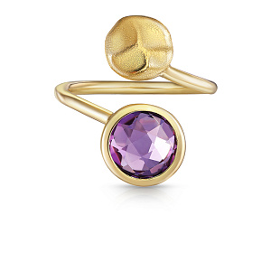 Кольцо из желтого золота с аметистом