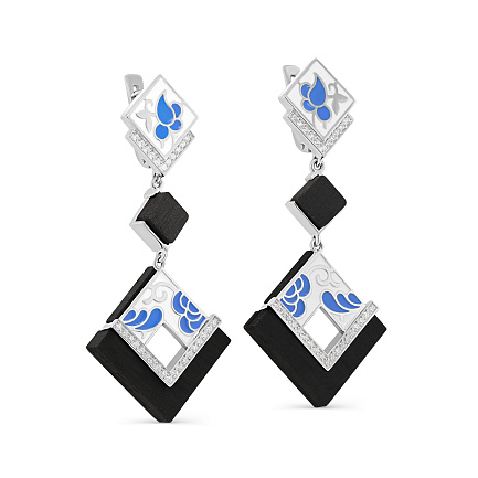 Серьги с английским замком из серебра с фианитами