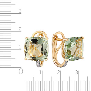 Серьги с английским замком из желтого золота с бриллиантами