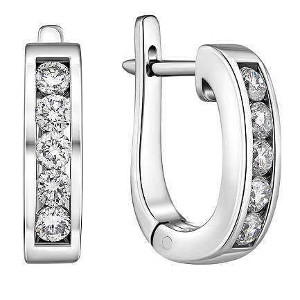 Серьги с английским замком из белого золота с бриллиантами