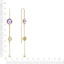 Серьги-продевки из желтого золота с аметистом