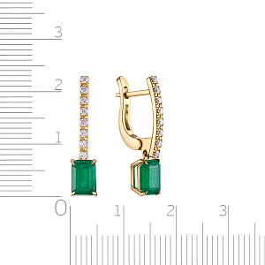 Серьги с английским замком из желтого золота с бриллиантами