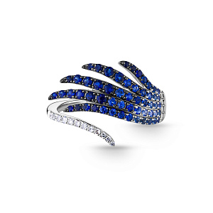 Кольцо из белого золота с бриллиантами, сапфирами