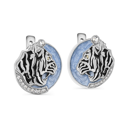 Серьги с английским замком из серебра с фианитами