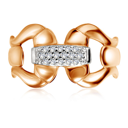 Кольцо из красного золота с фианитом