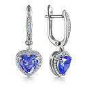 Серьги с английским замком из серебра с фианитом