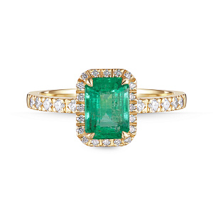 Кольцо из желтого золота с бриллиантами, изумрудом