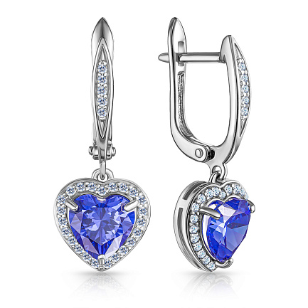 Серьги с английским замком из серебра с фианитом