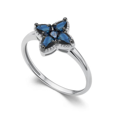 Кольцо из белого золота с сапфирами