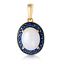 Подвеска из желтого золота с опалом, сапфирами