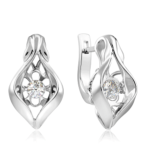 Серьги с английским замком из белого золота с бриллиантами