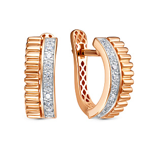 Серьги с английским замком из красного золота с бриллиантом