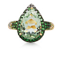 Кольцо из желтого золота с бриллиантами, цаворитами