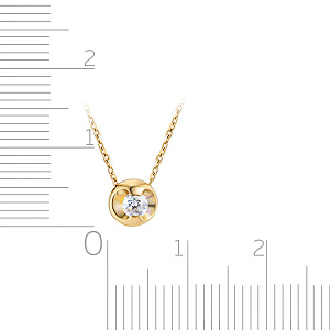 Колье из желтого золота с бриллиантом, плетение якорное