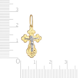 Крест ручной работы из желтого золота