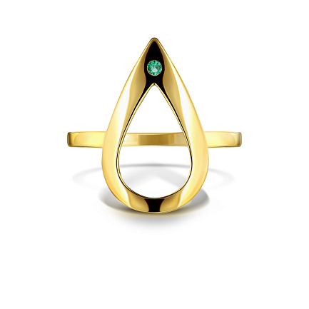 Кольцо из желтого золота с изумрудом