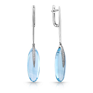 Серьги с английским замком из белого золота с бриллиантами