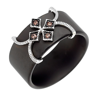 Кольцо из серебра с керамикой и циркониями