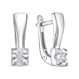 Серьги с английским замком из белого золота