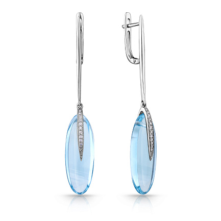 Серьги с английским замком из белого золота с бриллиантами