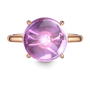 Кольцо из красного золота с аметистом, бриллиантом