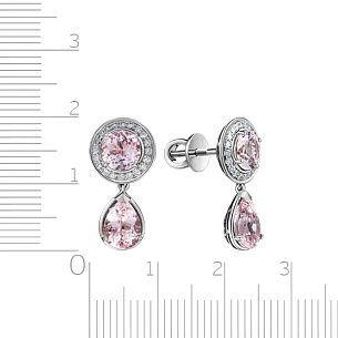 Пусеты из белого золота с бриллиантами, морганитами