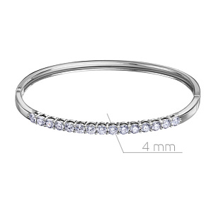 Браслет жесткий из белого золота с бриллиантом