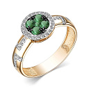 Кольцо из красного золота с бриллиантами, изумрудом