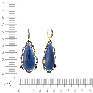 Серьги с английским замком из желтого золота с корундом