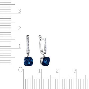 Серьги с английским замком из белого золота с топазом