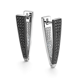 Серьги с английским замком из белого золота с бриллиантом