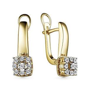 Серьги из желтого золота с бриллиантом