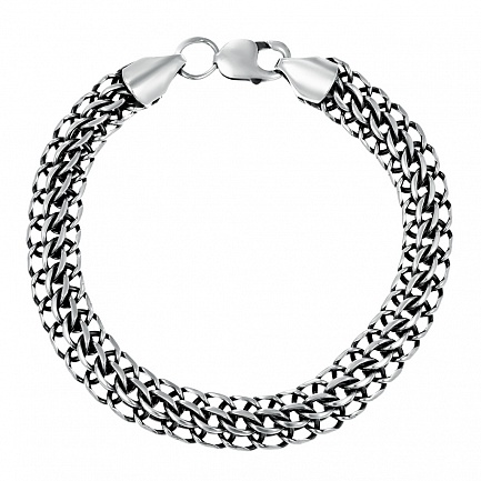 Браслет ручной работы из серебра, плетение бисмарк