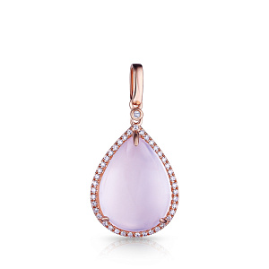 Подвеска из красного золота с бриллиантами, кварцем