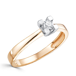 Кольцо из красного золота с бриллиантом