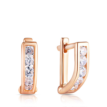 Серьги детские из красного золота с фианитом