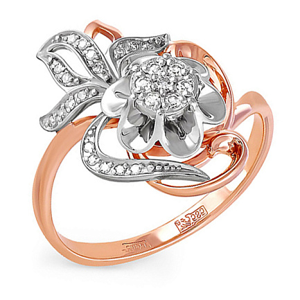 Кольцо из красного золота с бриллиантами