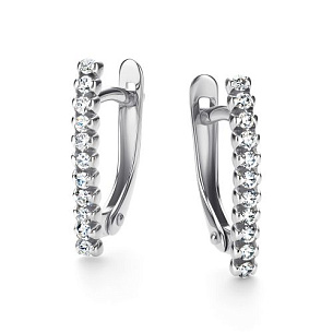 Серьги с английским замком из белого золота с бриллиантом