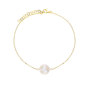 Браслет декоративный из желтого золота с эмалью