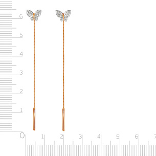Серьги детские из красного золота с фианитом
