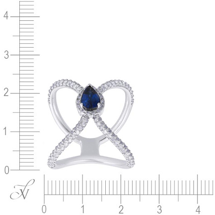 Кольцо из белого золота с бриллиантами, сапфиром