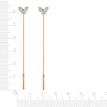 Серьги детские из красного золота с фианитом