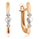 Серьги с английским замком из красного золота с фианитом