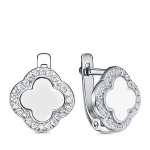 Серьги с английским замком из серебра с фианитами