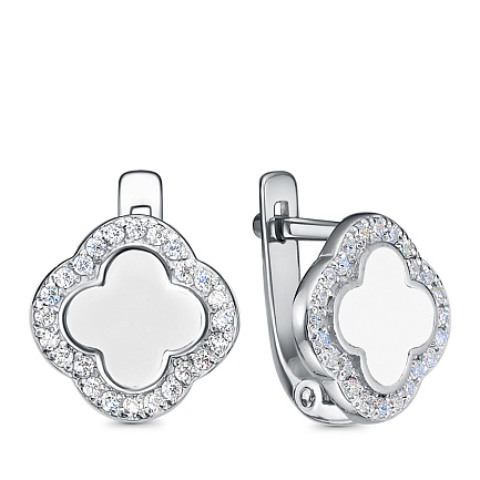 Серьги с английским замком из серебра с фианитами