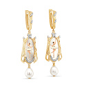 Серьги с английским замком из желтого золота с бриллиантами